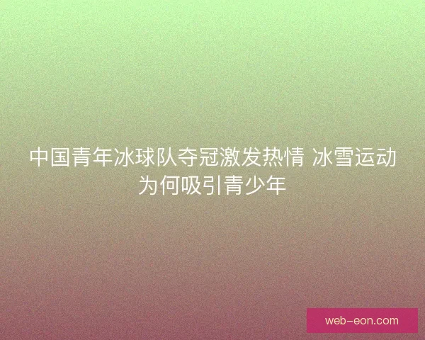 中国青年冰球队夺冠激发热情 冰雪运动为何吸引青少年